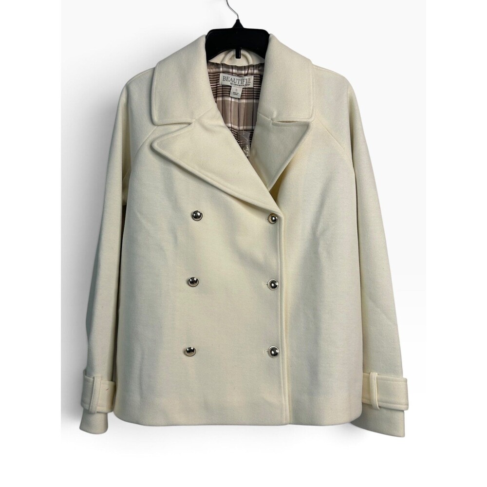 Women's Cream Double-Breasted Peacoat Size Small